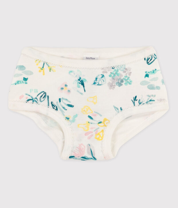 3er-Set Slips aus Bio-Baumwolle mit Blumenmuster f&uuml;r M&auml;dchen weiss/vielfarbig