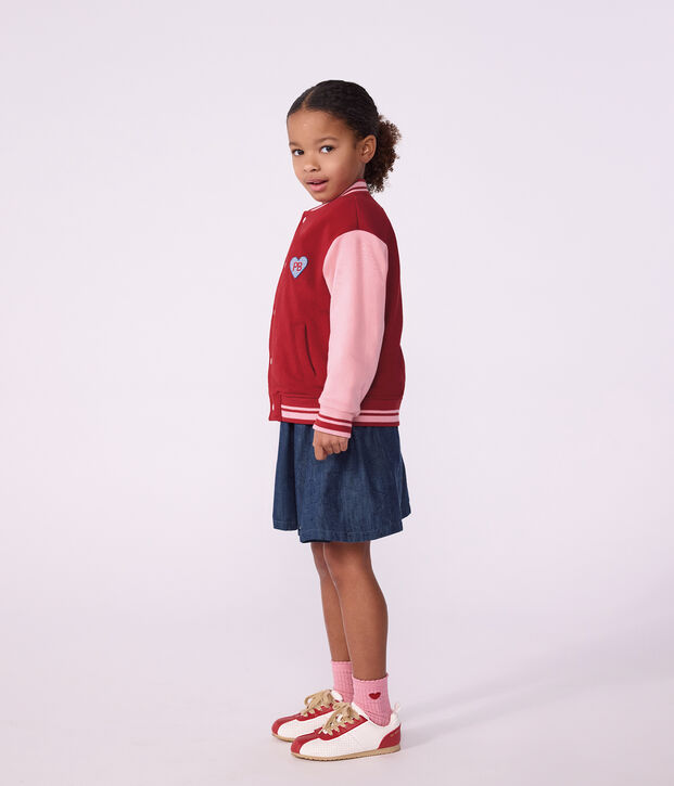 Kinder College-Jacke aus Baumwolle im Colorblock rot