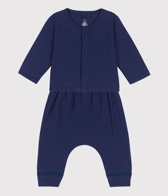 Zweiteiliges Baby-Set aus Bio-Doppeljersey blau CHALOUPE