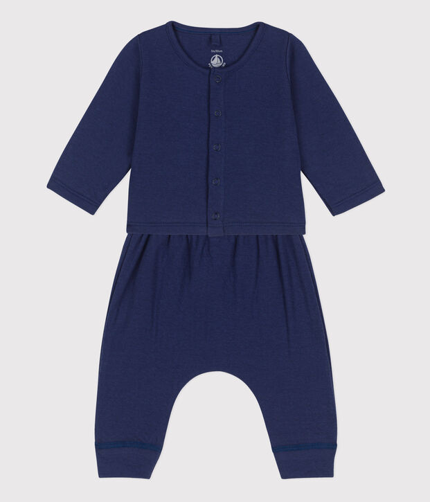 Zweiteiliges Baby-Set aus Bio-Doppeljersey blau