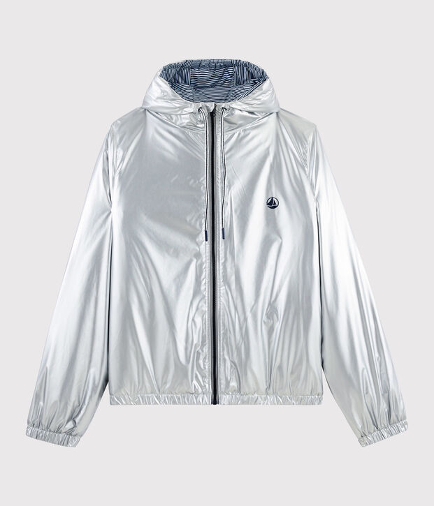 Warme Windjacke aus recyceltem Material grau