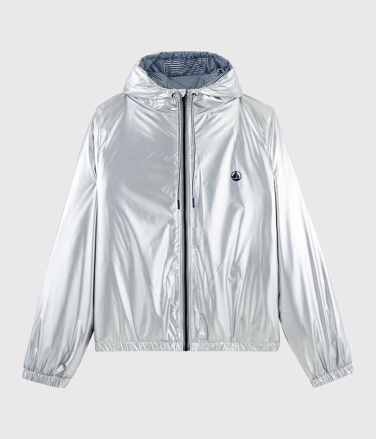 Warme Windjacke aus recyceltem Material grau