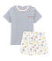Rippstrick-Kurzpyjama für kleine Jungen weiss MARSHMALLOW/weiss MULTICO