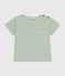 Kurzärmeliges Baby-T-Shirt aus geflammtem Jersey grün HERBIER