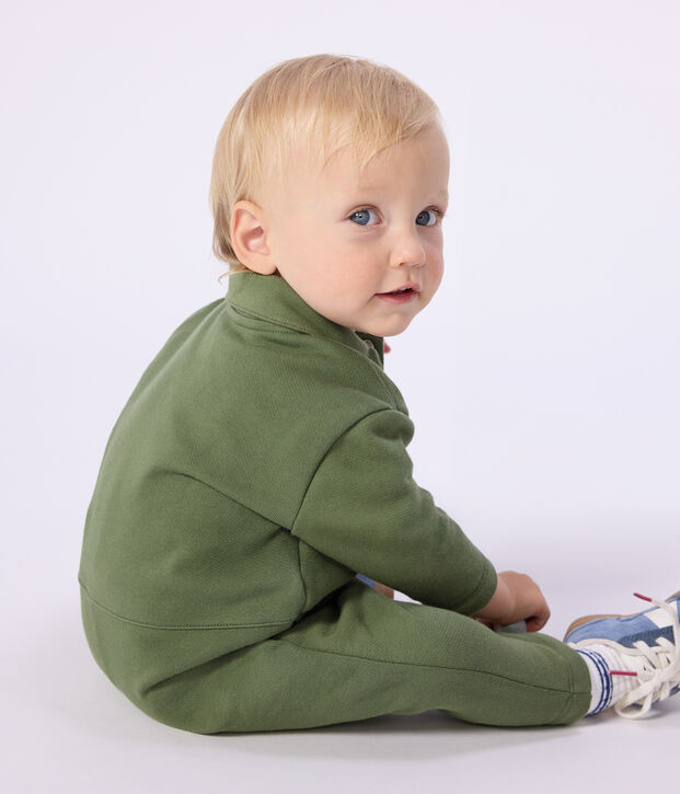 Langer Baby-Overall aus einfarbiger Baumwolle OLIVINE