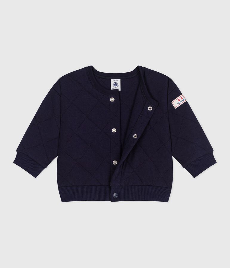 Baby-Cardigan aus einfarbigem festen Baumwollstoff blau