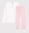 Pyjama aus Baumwolle für Mädchen/Damen weiss MARSHMALLOW/rosa MINOIS