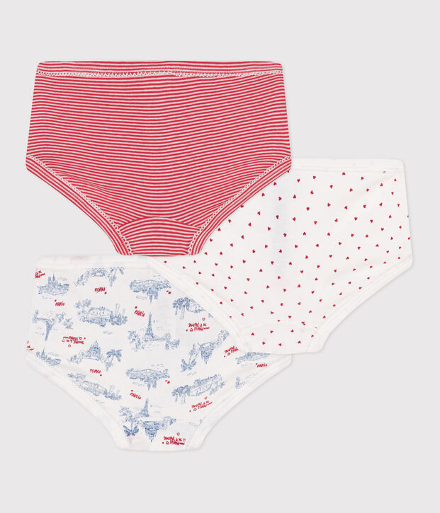 3er-Set Kinder-Slips High Waist aus Baumwolle mit Paris-Motiv vielfarbig