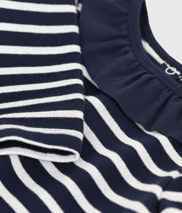 Lang&auml;rmeliges Kinderkleid f&uuml;r M&auml;dchen blau/grau