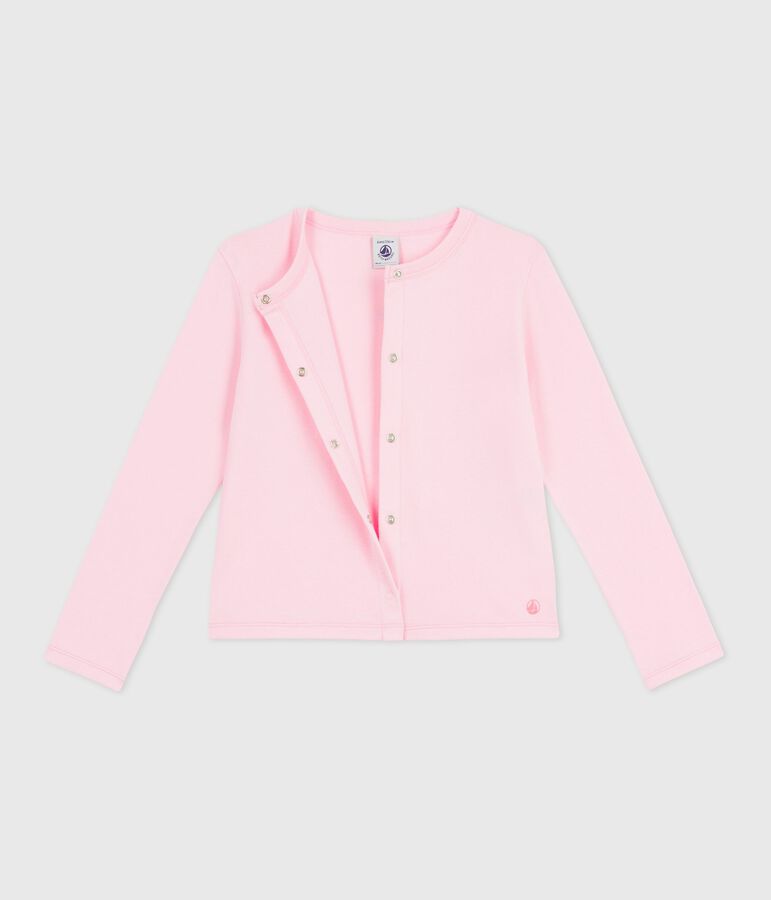 Kinder-Cardigan aus einfarbiger Baumwolle rosa MARQUISE