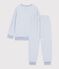 Kinder-Pyjama aus Baumwoll-Frottee mit Streifen blau/naturfarben