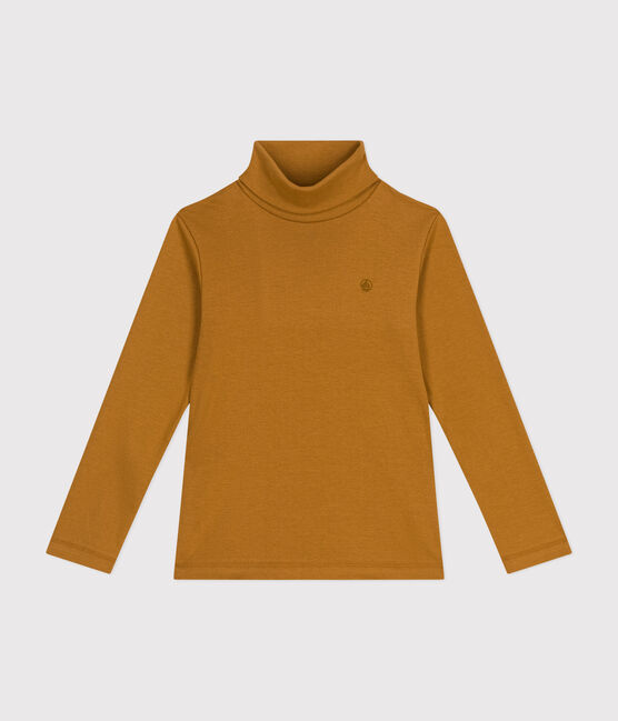 Kinder-Rollkragenshirt aus Baumwolle für Mädchen und Jungen braun CUIVRE