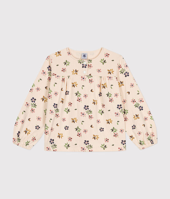 Langärmelige Kinder-Bluse aus Doppeljersey für Mädchen weiss AVALANCHE/ MULTICO