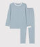 Kinderpyjama aus Baumwolle mit Ringelstreifen blau ROVER/weiss MARSHMALLOW