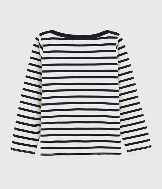 Kinder-Marineshirt aus Jersey Mädchen - Jungen weiss MARSHMALLOW/blau SMOKING