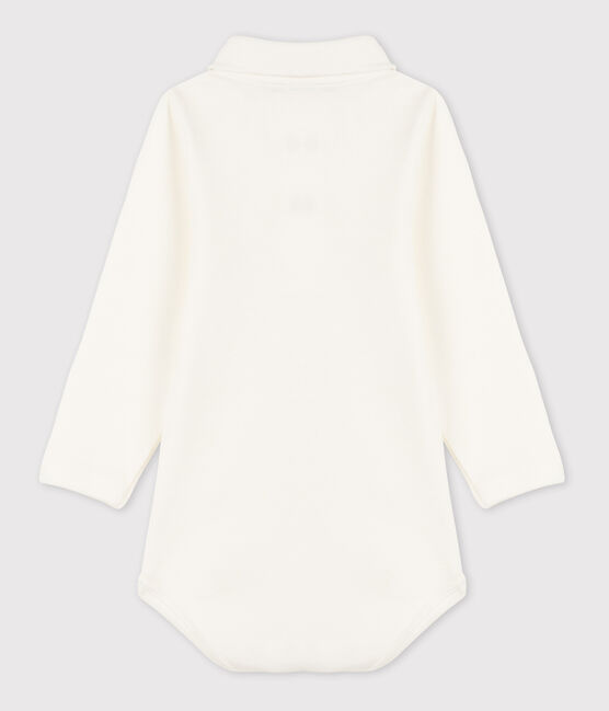 Langärmeliger Baby-Body aus Baumwolle mit Polokragen weiss MARSHMALLOW