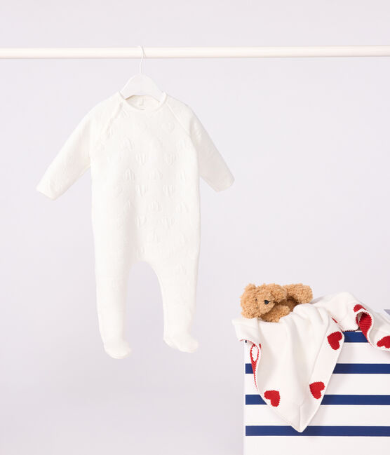 Baby-Schlafanzug mit Herz-Print weiss MARSHMALLOW