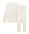 Rippstrick-Pyjama für Mädchen weiss MARSHMALLOW/weiss MULTICO