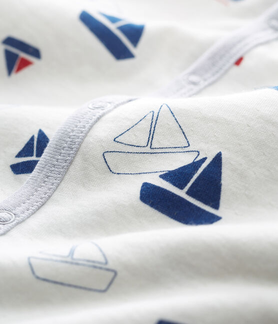 Baby-Strampler aus gedoppeltem Jersey für Jungen weiss MARSHMALLOW/weiss MULTICO