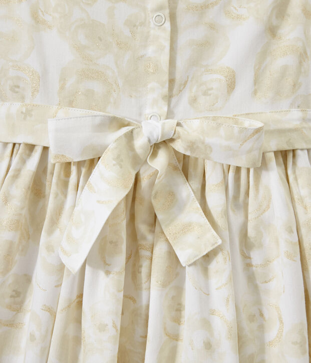 &Auml;rmelloses M&auml;dchen-Kleid mit Print weiss/vielfarbig