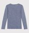 Damen-T-Shirt aus Wolle und Baumwolle mit Streifenmuster blau SMOKING/weiss MARSHMALLOW