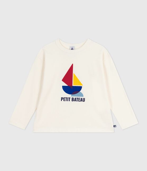 Langärmeliges Kinder-T-Shirt aus bedruckter Baumwolle naturfarben MILK