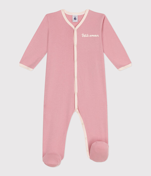 Strampler aus einfarbiger Baumwolle rosa
