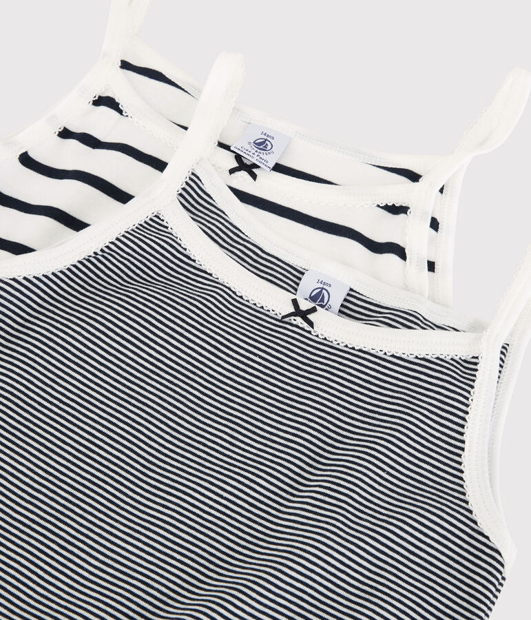 2er-Set Spaghetti-Tops aus Bio-Baumwolle mit Streifen f&uuml;r M&auml;dchen vielfarbig