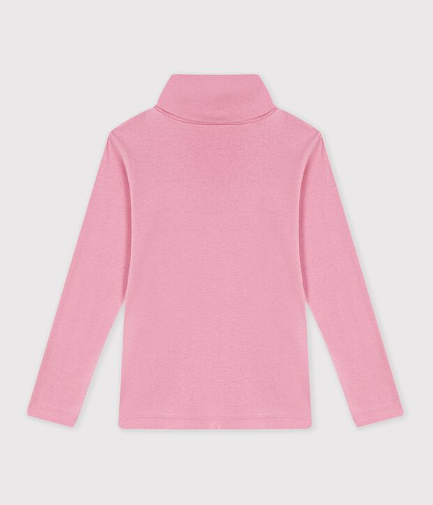 Kinder-Rollkragenshirt aus einfarbiger Baumwolle rosa
