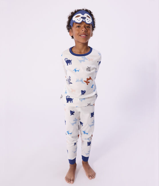 Kinder-Pyjama zum Verkleiden aus Baumwolle mit Hunde-Motiv weiss MARSHMALLOW/weiss MULTICO