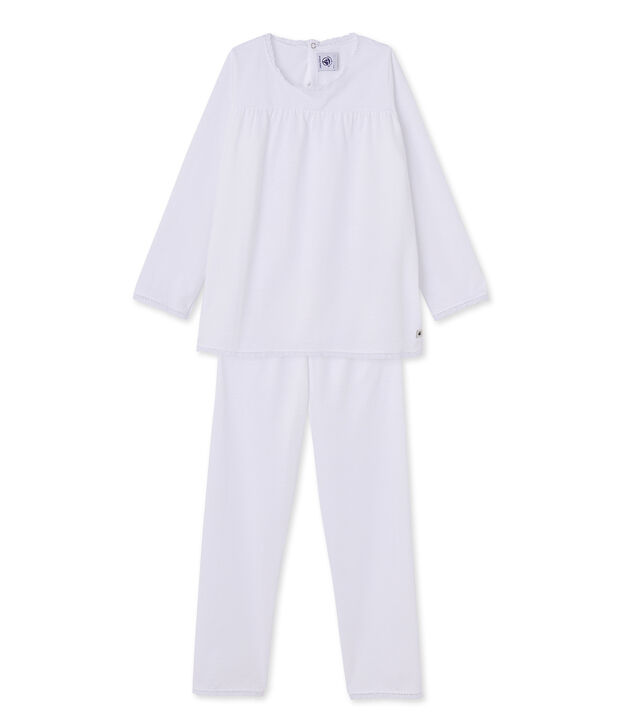 Pyjama fille &agrave; pois weiss