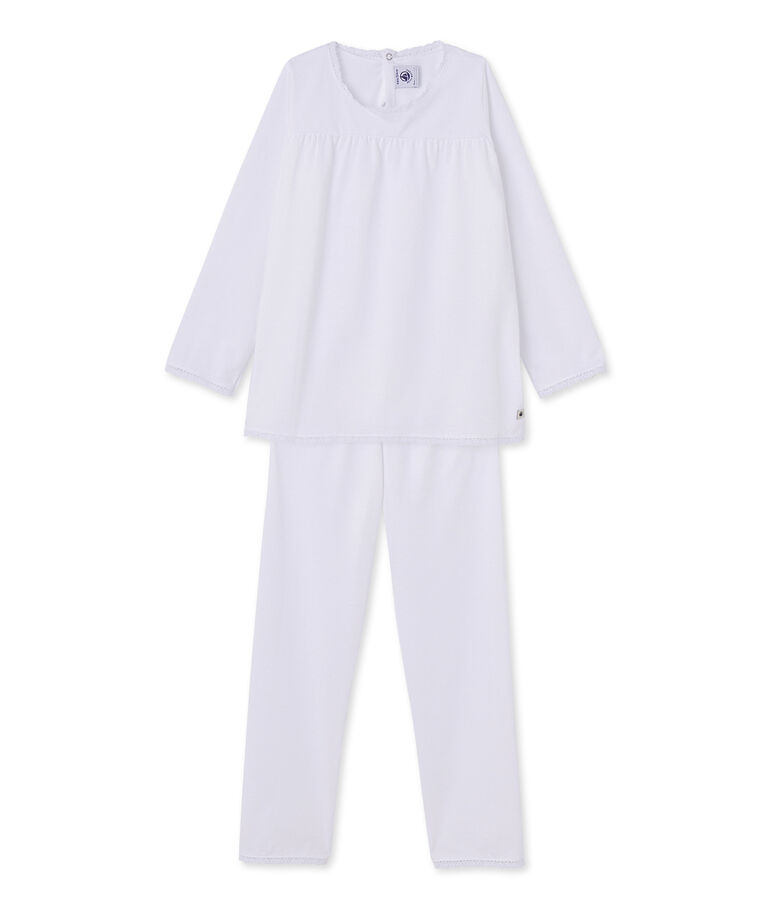 Pyjama fille &agrave; pois weiss