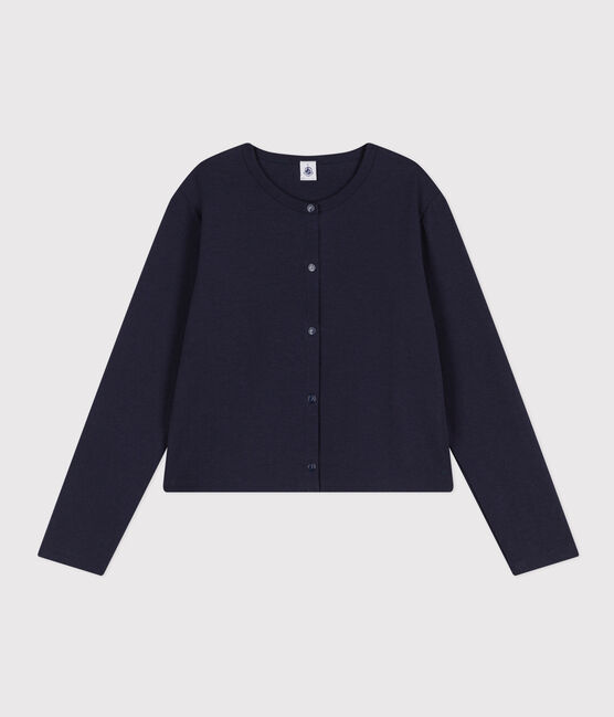 Damen-Cardigan aus Baumwolle mit Druckknöpfen blau SMOKING