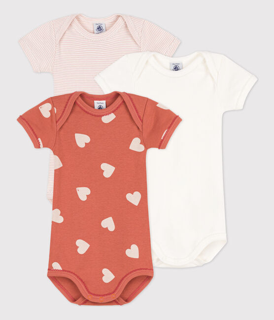 3er-Set kurzärmelige Baby-Bodys aus Baumwolle mit Herzmuster variante 1