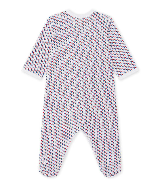 Bedruckter Baby-Jungen-Strampler weiss ECUME/weiss MULTICO
