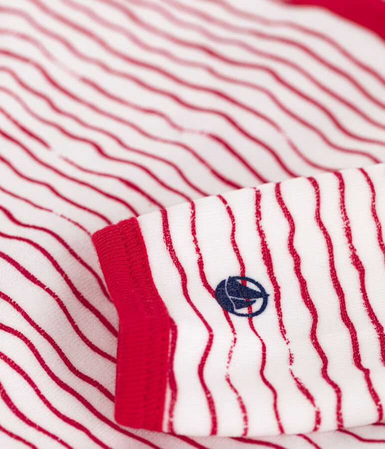 Strampler aus Nicki f&uuml;r Babys weiss/rot