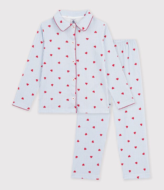 Gekn&ouml;pfter Kinder-Pyjama aus Baumwolle mit Herzmotiv weiss/vielfarbig