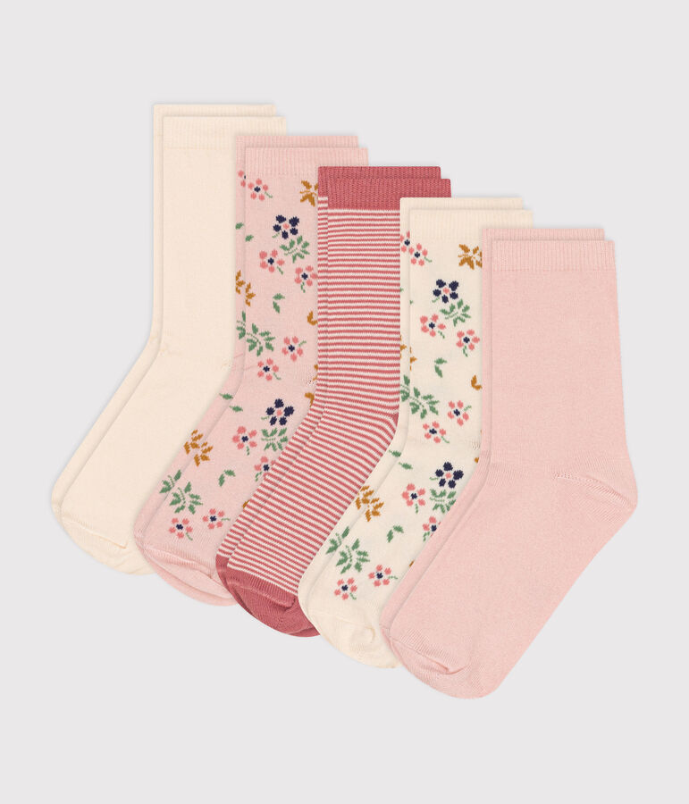 5er-Set Kinder-Socken aus Baumwolle mit Blumenmotiv vielfarbig