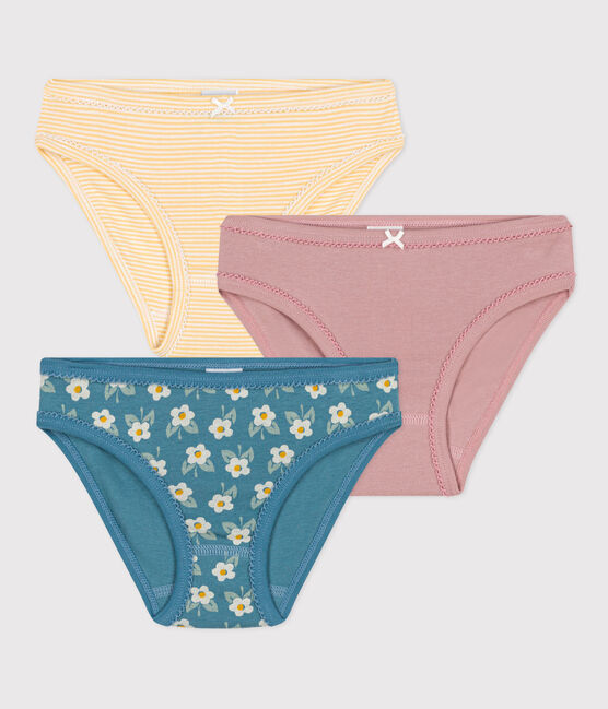 3er-Set Slips aus Baumwolle und Elastan mit Blumenmuster für Mädchen variante 1