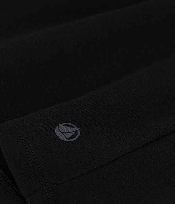 Kurzärmeliges Damen-T-Shirt L'ICONIQUE aus einfarbigem Rippstrick schwarz BLACK