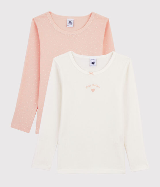 Set mit 2 langärmligen T-Shirts mit Herzchen-Muster für kleine Mädchen variante 1