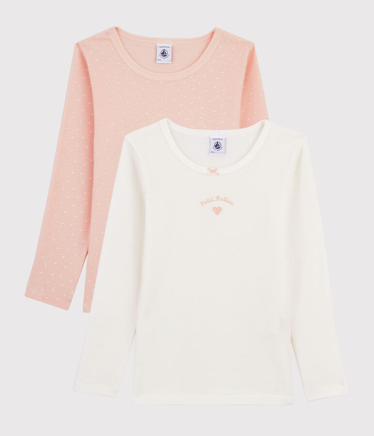 Set mit 2 lang&auml;rmligen T-Shirts mit Herzchen-Muster f&uuml;r kleine M&auml;dchen vielfarbig