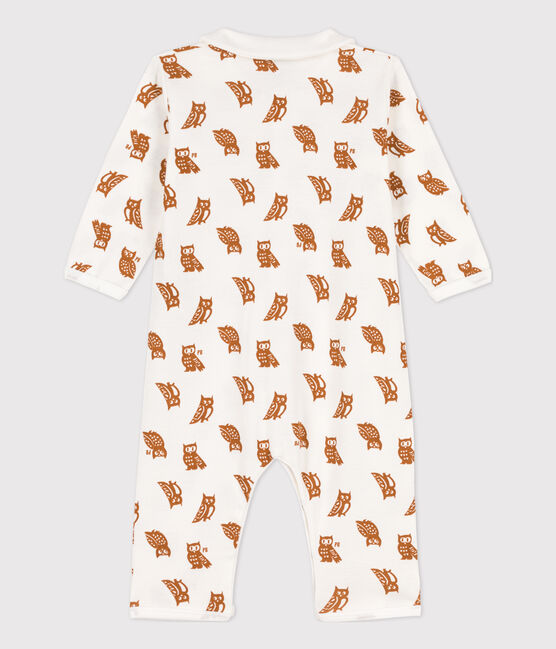 Fußloser Baby-Strampler aus Baumwolle mit Eulenmotiv weiss MARSHMALLOW/ ECUREUIL
