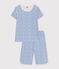 Kinder-Capripyjama aus Baumwolle mit Blumenmuster blau MARSHMALLOW/ INCOGNITO