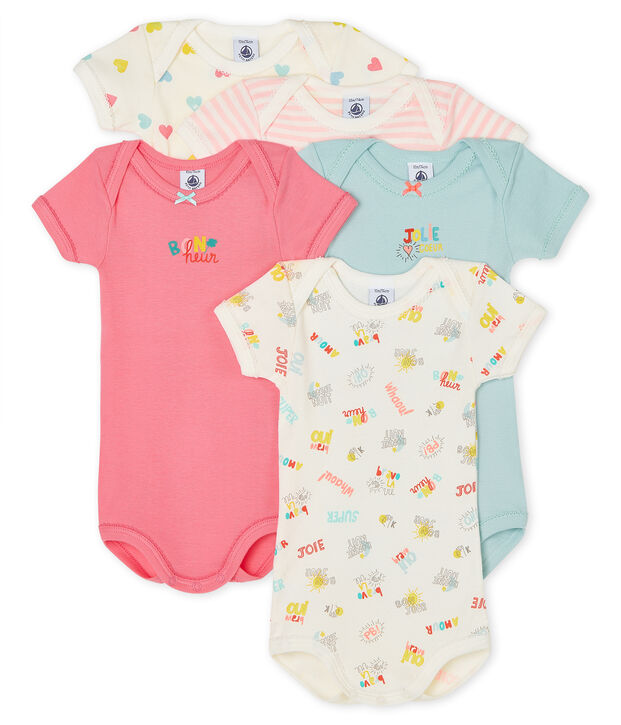 5er-Set kurz&auml;rmelige Baby-Bodys f&uuml;r M&auml;dchen vielfarbig