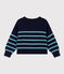 Gestreifter Kinderpullover aus Wolle und Baumwolle für Mädchen/Jungen SMOKING/ AZUL