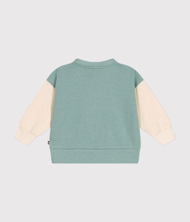 Baby College-Jacke aus Molton gr&uuml;n/naturfarben