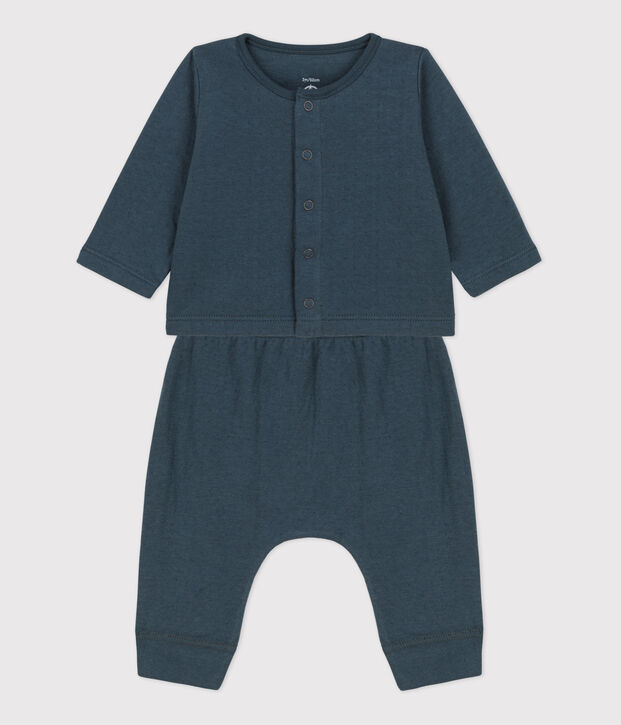 Zweiteiliges Baby-Set aus unifarbenem Bio-Doppeljersey grau