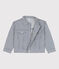 Kinderjacke aus gestreiftem Baumwollcanvas für Mädchen blau MEDIEVAL/weiss MARSHMALLOW