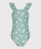 Einteiliger Kinder-Badeanzug mit Blumenmotiv blau PAUL/weiss MARSHMALLOW